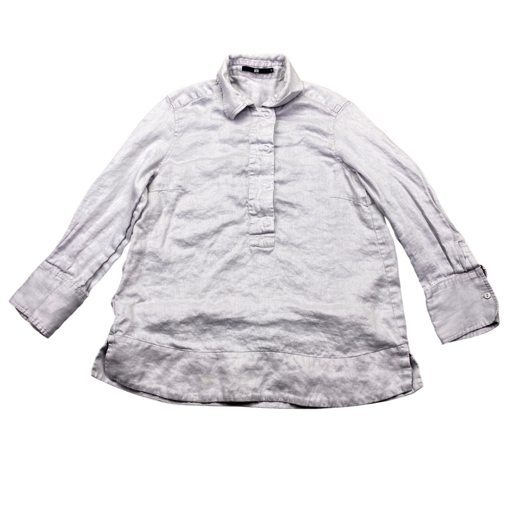 Jarbo Womens‎ 100% Linen Popover Shirt Lavender Purple Long Sleeve Size 0
